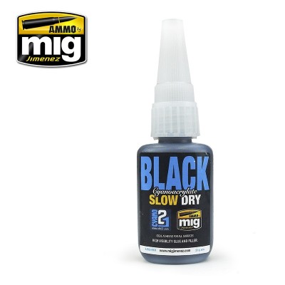 BLACK SLOW DRY CYANOACRYLATE - 21 gr - MIG 8034